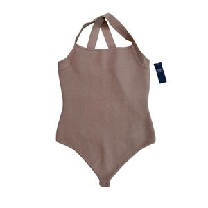 Abercrombie & Fitch Womens Cross Back Sweater Bodysuit Knit Snap Bottom L NWT